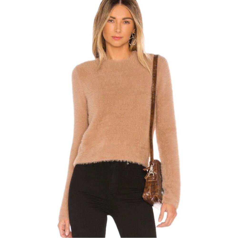 House of Harlow 1960 Revolve Camel Alicia Fuzzy Crop Sweater S